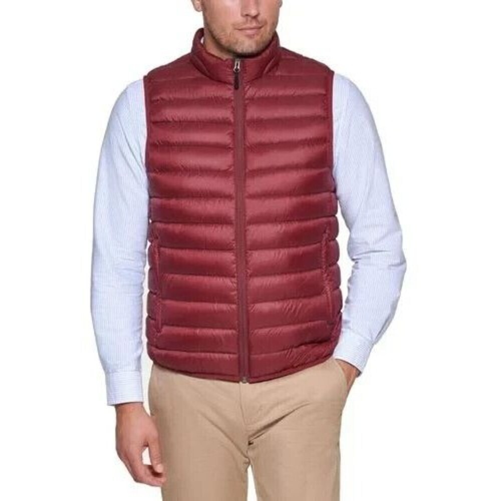 Club Room Men's Quilted Lightweight Packable Puffer Softshell Vest Burgundy XL